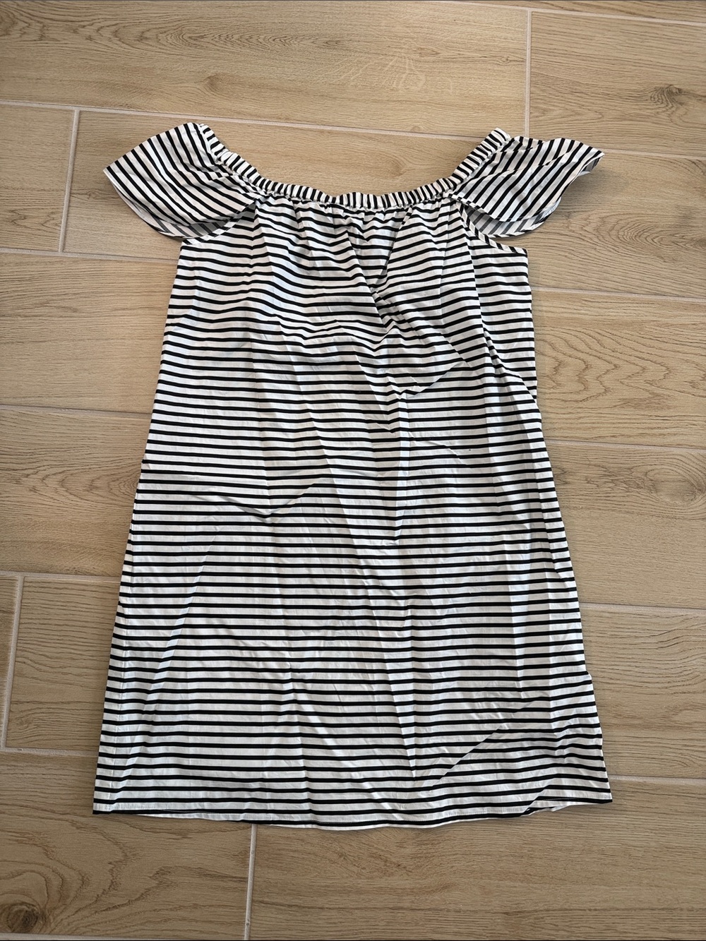 J. Crew Black and White Striped Elastic-Dress